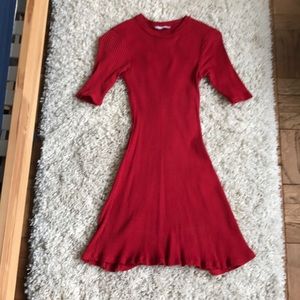 Zara Form-Fitting Red Mini Skater Dress